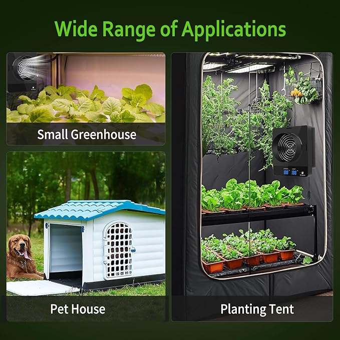 4-Inch Grow Tent Inline Duct Fan, Automatic Temperature & Humidity Sensing Control, Ventilation System for Grow Tents, Greenhouses - Image 8