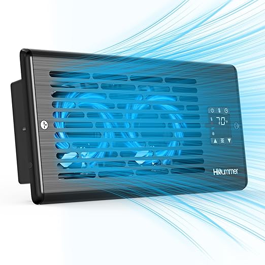 Hisummer Window Register Booster Fan Fit 4" x 10" Air Vent Duct Openings, Quiet AC Vent Fan Booster with 10 Speeds Remote Control & Thermostat Household Ventilation Fans for Room Cooling (Upgrade) by Hisummer