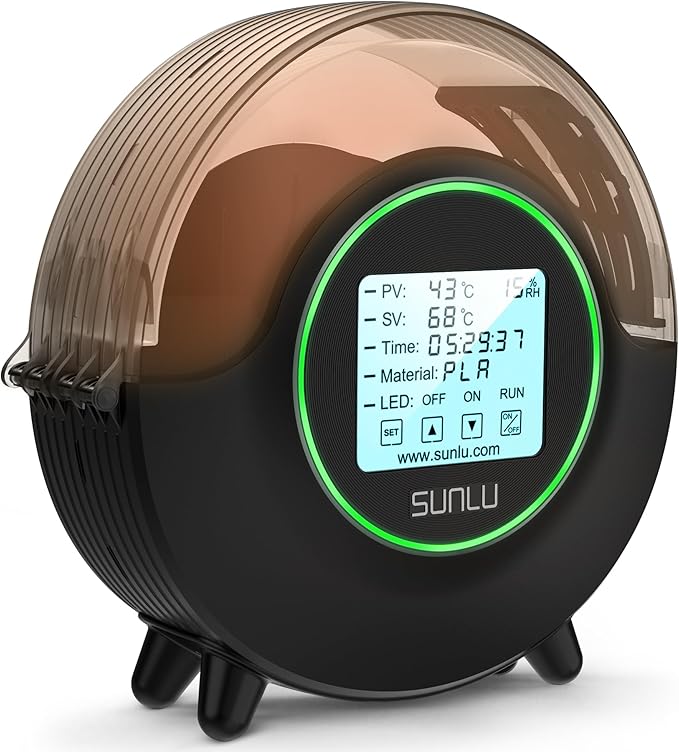 SUNLU Official Filament Dryer S2, Built-in Circulation Fan, 70℃ Max Temperature, 3D Printer Filament Dehydrator and Storage Box fo Nylon TPU PLA PETG ABS Filament 1.75/2.85/3.00mm, S2 Black by SUNLU
