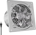 HG Power 6 Inch Exhaust Fan: Kitchen Exhaust Fans with Power Cord Attic vent Fan with Damper Wall Small Fume Extractor Ventilation Fan for Shop Chicken Coop Basement Smoking Room Garage Silver by HGPOWER
