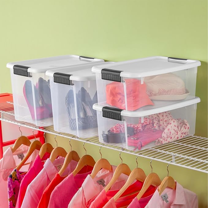 Sterilite 12-Pack Ultra Latching Box, Storage Bins with Lids, Clear Plastic, 18 Quart - Heavy-Duty Organizing Containers for Closet, Bathroom, and Office - Image 8