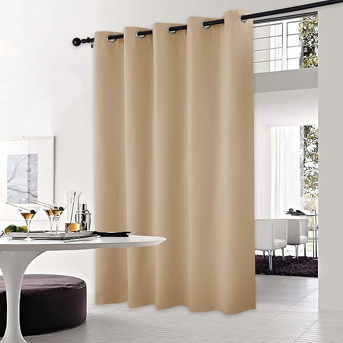 NICETOWN Sliding Door Blinds Window Treatment, Blackout Patio Door Curtain Panels, Privacy Thermal Drapes for Department (Biscotti Beige, W70 x L95) by NICETOWN
