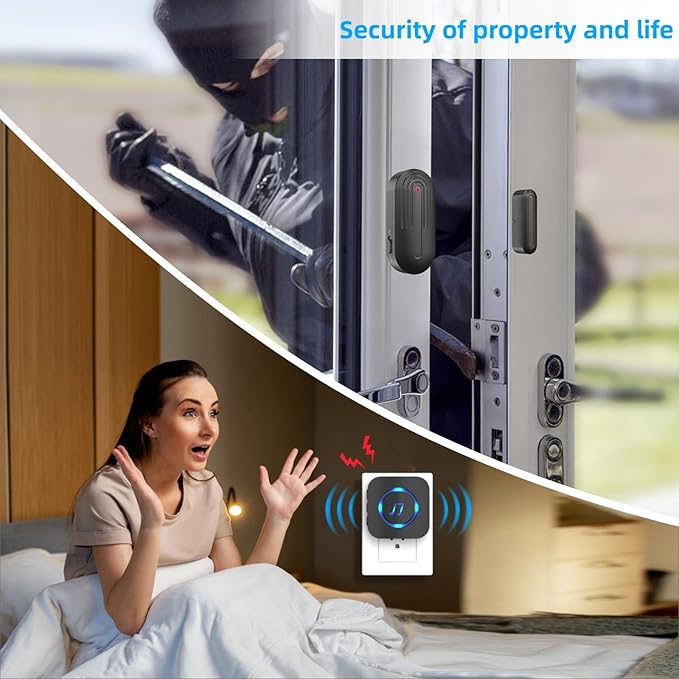 Door Sensor Chime When Door Opens, Door Entry Chime for Business/Home/Office/Store,500 FT Range,26 Chimes 5 Adjustable Volume Door Ringer Alert Black - Image 4