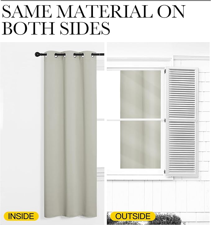 NICETOWN Thermal Insulated Grommet Room Darkening Curtains/Draperies/Panels for Bedroom (Bone White, 2 Panels, W42 x L63 inches) - Image 5