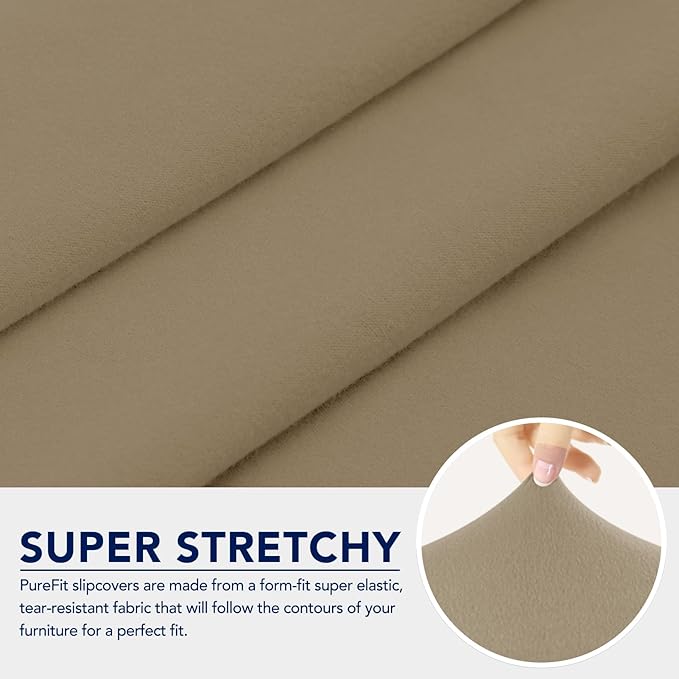 PureFit 100% Dual Waterproof Couch Cover Slipcovers for Couches and Sofas - Stretch Non Slip Fleece Sofa Covers Washable, Leakproof Furniture Protector for Kids, Pets, Dog (Loveseat, Natural) - Image 5