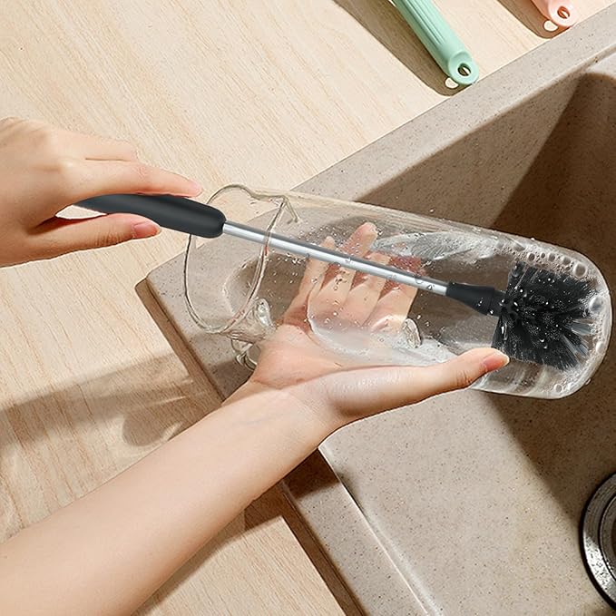 Long Bottle Brush, 15.15 in Bendable Cleaner Brushes for Cleaning Neck Beer Bottles, Wine, Baby Bottles, Water Bottles, Tumblers, Flask, Bird Feeder, Vase, Pipes and Brewing Supplies Black/1Pack - Image 5