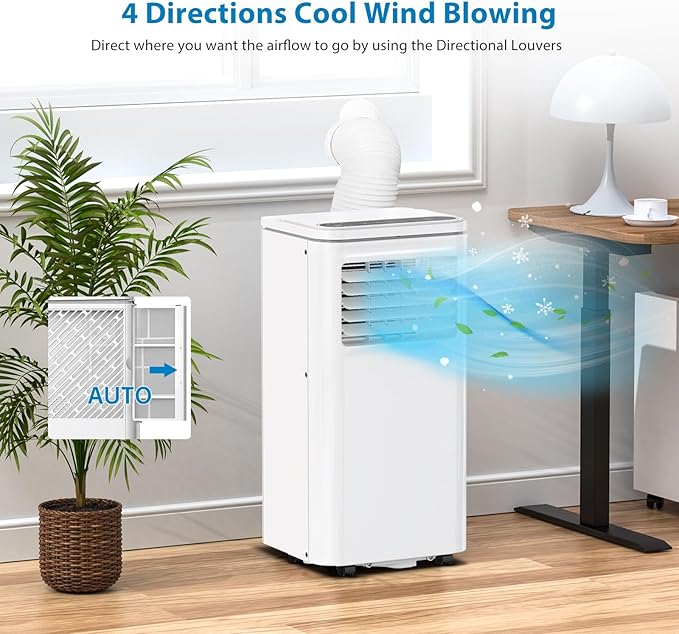 GarveeLife 10000 BTU Portable Air Conditioner, 3-in-1 Cooling, Dehumidifier & Fan - Fast Cooling, Quiet, 4-Way Swing, Auto & Sleep Modes, Remote, LCD Display, 24h Timer, Window Mount Kit - Cools up to - Image 3