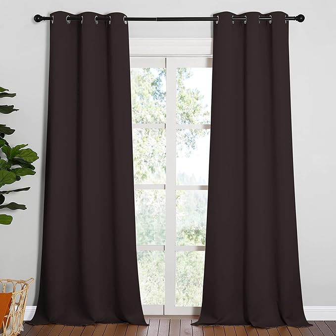 NICETOWN Blackout Thick Window Curtains - Thermal Insulated Grommet Drape Panels for Bedroom and Living Room (Brown, Set of 2, W42 x L90 per Panel) - Image 2