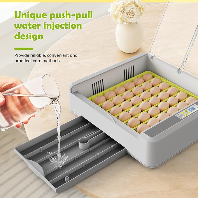 Egg Incubator for Hatching Chicks, 36 Eggs Automatic Turner with Temperature & Humidity Control, Multifunctional Ultra-Clear Panoramic View with Hatch Days & Egg Candler for Chicken, Duck, Goose, Bird - Image 6
