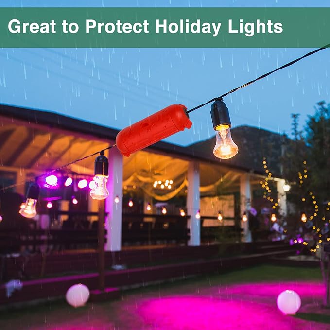 Flemoon [3 Pack] Outdoor Extension Cord Safety Cover with Waterproof Seal, Weatherproof Electrical Connection Box to Protect Outdoor Outlet, Plug, Socket, Christmas Holiday Decoration Light, Red - Image 6