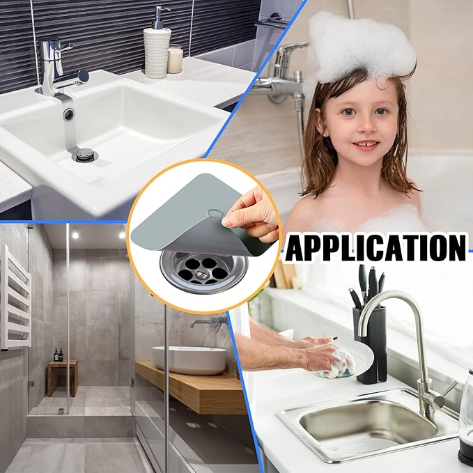 Yinkin 6 Pcs Drain Covers to Keep Bugs Out Silicone Shower Floor Tub Stoppers Bathtub Drain Stoppers Sewer Anti-Odor Mats Deodorizing Plugs for Bathroom(6 x 6 Inch,Square,Grey and White) - Image 7