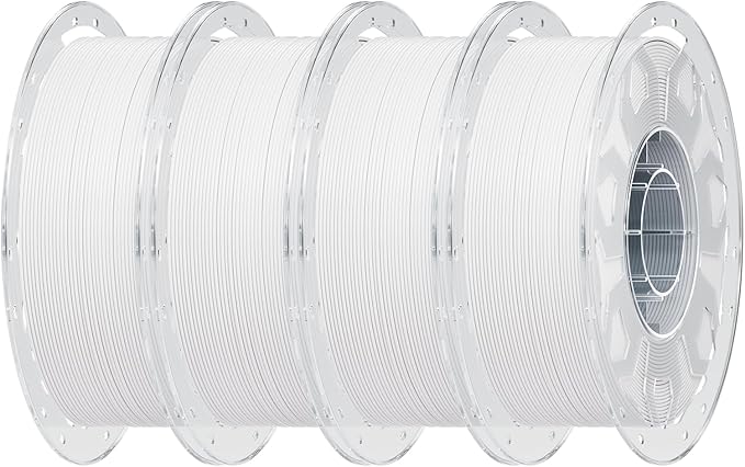 Creality PLA Filament 1.75mm Bundle 4 kg, 3D Printer Filament Multicolor, Enhanced Toughness No Warp, Accuracy ±0.03mm Printing Filament (White 4-Pack) by Creality