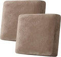H.VERSAILTEX Velvet Stretch Couch Cushion Cover Plush Cushion Slipcover for Chair Loveseat Sofa Cushion Furniture Protector Seat Cushion Sofa Cover (2 Piece Large Sofa Cushion Covers, Taupe) by HVERSAILTEX