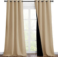 NICETOWN Living Room Completely Shaded Draperies, Privacy Protection & Noise Reducing Black Lined Insulated Window Treatment Curtain Panels for Patio Door (Set of 2 Pcs, W46 x L90, Biscotti Beige) by NICETOWN