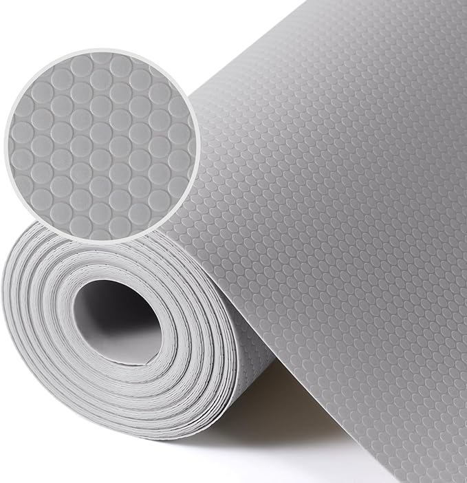 Light Gray Shelf Liners for Kitchen Cabinets Non Adhesive Drawer Liner for Bathroom Waterproof Refrigerator Liners for Shelves Fridge Plastic Mats Cabinet Cupboard Liner 17.5 x 78.7 Inches by StaHom