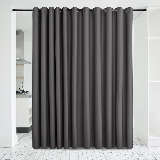 NICETOWN Verical Blinds for Living Room Bedroom Dining Sunroom Basement Wall Divider, Room Dividers Space Screens Partitions, Extra Large Blackout Curtain (1 Pack, 20ft Wide x 8ft Long, Grey) by NICETOWN