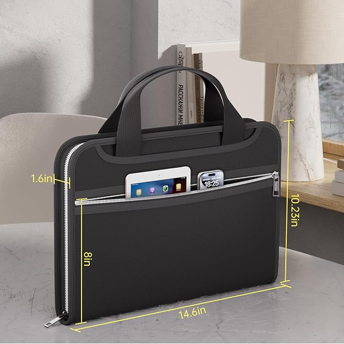 Tamfile Fireproof Accordion File Organizer with Handle, 13 Pocket Colorful Expanding File Folder with Zipper & Labels, File Folder with Multi-Pockets Paper Organizer Folder for Letter A4 Files (Black) - Image 6