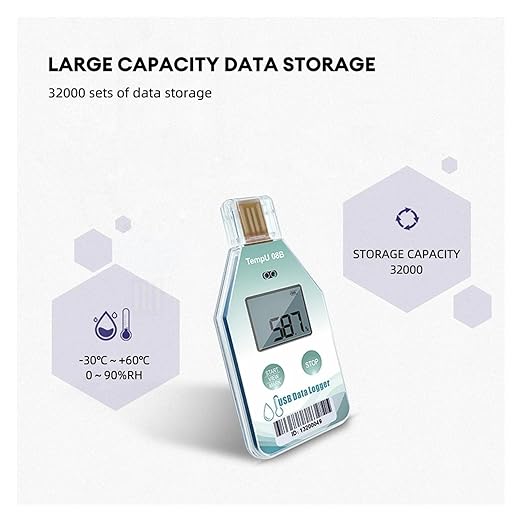 Disposable Temperature Humidity Data Logger with 32000 Point PDF Report for Cold Chain Transport(TempU08B,5pcs) - Image 4
