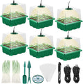 Lunies 6 Packs Seed Starter Tray with Grow Light, Indoor Greenhouse Seeding Starter Trays for Planting, Base Gardening Plant Germination Kit, Seed Starter Kit with Humidity Domes, (12 Cells per Tray) by Lunies