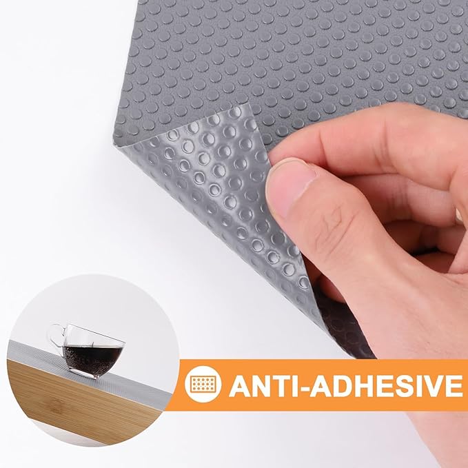 FLPMIX Kitchen Cabinet Shelf Liner: 19" Wide Waterproof Under Sink Mat - Dark Grey Non-Adhesive Easy to Cut Large Drawer Liner for Pantry Bathroom Cupboard 19" W x 300" L - Image 5