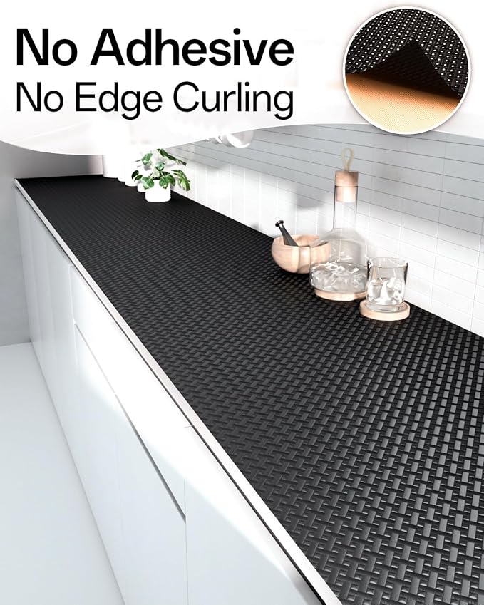 Shelf and Drawer Liner for Kitchen Cabinet, Non-Adhesive 12in x 360in Waterproof Contact Paper Refrigerator Liners Thickened Durable EVA Material Non Slip Mat for Dresser Cupboard Pantry Protector - Image 4