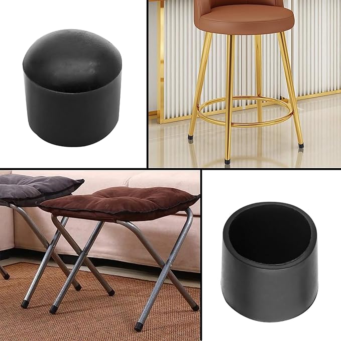 20 Pcs Round Rubber Furniture Leg Caps, 5/8"(16mm) Vinyl Flexible Chair Leg Floor Protectors/Covers Plastic End Caps for Patio/Indoor Furniture Leg Caps Railing (Black) - Image 5
