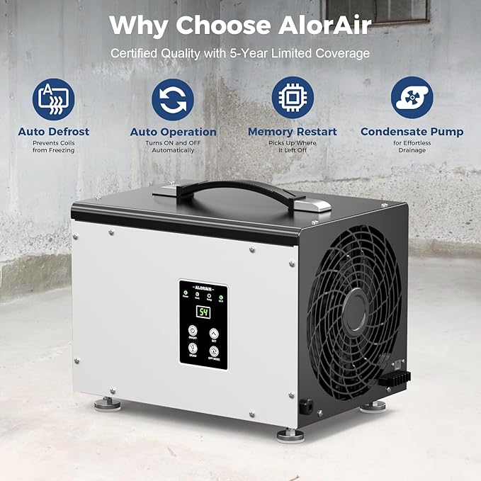 ALORAIR Wi-Fi Crawl Space and Basement Dehumidifier, 70 Pint with Pump, Auto-Defrost, Covers Up to 1000 Sq Ft, Memory Start, cETL Listed, Commercial Grade - Image 4