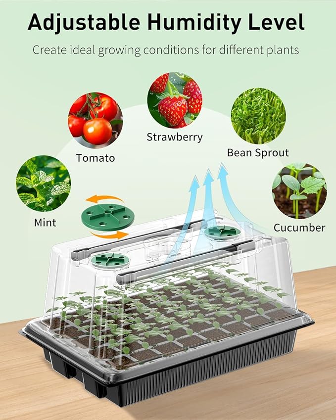Pawfly Seed Starter Trays, 2 Pack 80 Cells Seed Starter Kit with Adjustable Grow Light Bars & 3.5" Humidity Domes, Seeding Tray with Lids, Reusable Plant Germination Trays for Seed Starting - Image 6