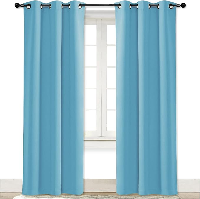 NICETOWN Curtain Blackout Drape Panel, Single Panel, 34 x 84 inch, Teal Blue, 3 Pass Microfiber Noise Reducing Thermal Insulated Window Drapery with Grommet by NICETOWN