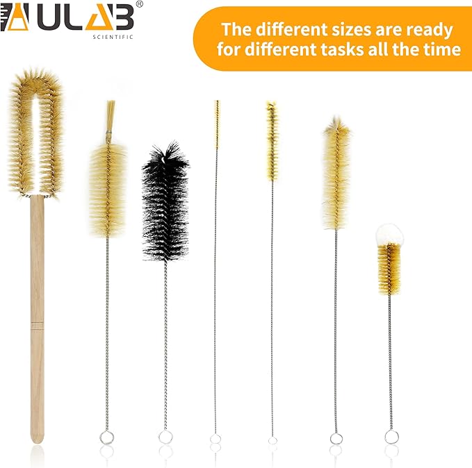 ULAB Scientific Lab Cleaning Brush Set, 7 Sizes for Different use, one Beaker Brush, one Buret Brush, one Cylinder Brush, Four Tube Brushes, UCB1001 - Image 6