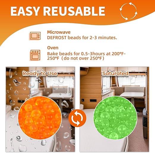 2X 1000 Gram Reachargeable Silica Gel Beads with 2 Cloth Bags, Indicating Moisture Absorber Desiccant Packs for Storage - Image 3