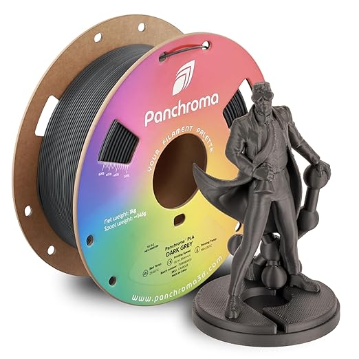 Panchroma PLA Dark Grey 3D Printer Filament, 1.75mm, 1kg Spool, Easy to Print, High Speed Printing, Tangle Free, AMS Compatible, Perfect for Toys, Decor, Miniatures, Models & Cosplay by Polymaker