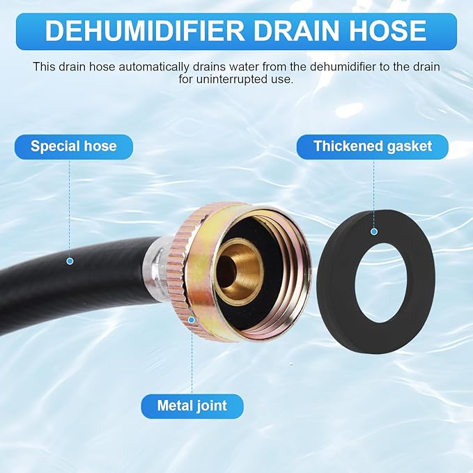 Dehumidifier Hose, Dehumidifier Hose for Drainage, Dehumidifier Hose Extension 5ft Dehumidifier Drain Hose for Drainage 3/4", Suitable for Most Dehumidifier Drainage Interfaces(Black) - Image 3