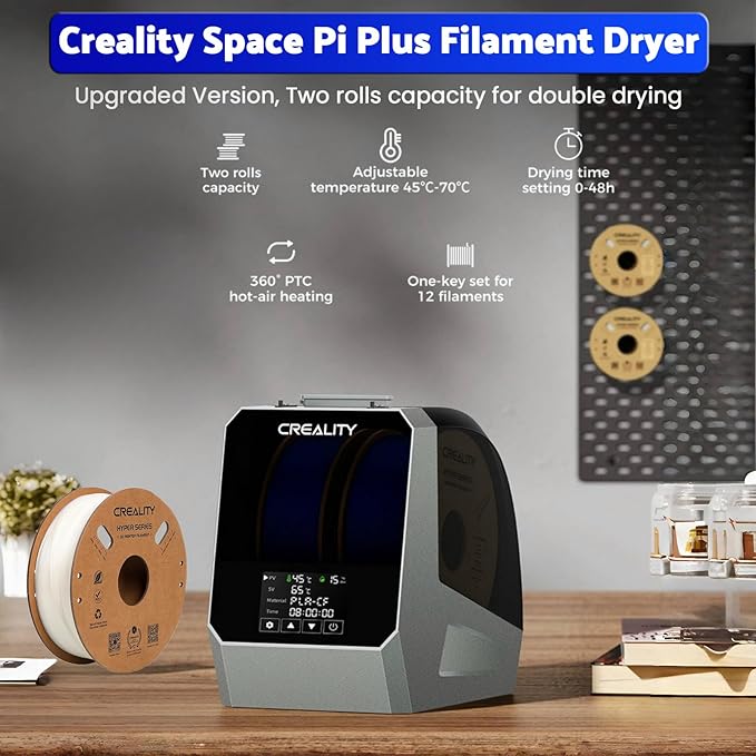 Creality Official Space Pi Filament Dryer Plus, 3D Printer Filament Dryer Box with 4" Touchscreen & PTC 360° Heating, One-Key Setting for 1.75/2.85mm PLA PETG ABS TPU Nylon (Double Rolls) - Image 2
