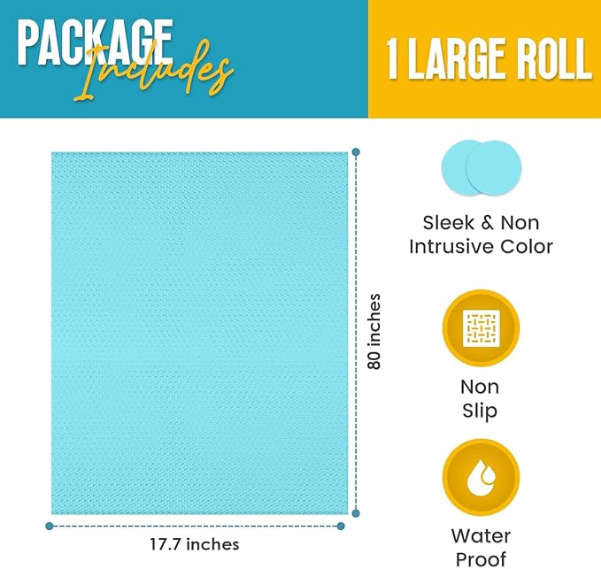 Refrigerator Liners for Shelves by Linda’s Essentials - Easy to Clean Fridge Liner with Spill Protection Fridge Shelf Liners & Drawer Liner, Nonslip BPA-Free Refrigerator Mats (Blue Roll) - Image 3