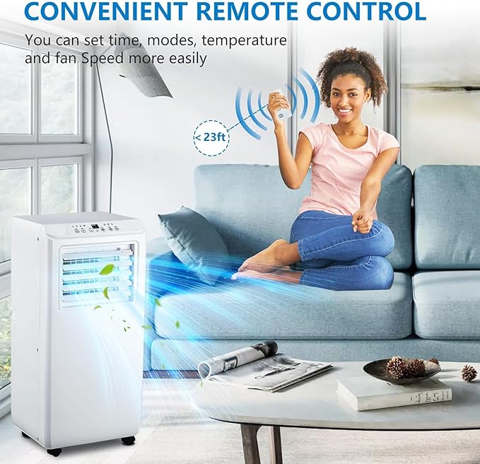 GarveeLife 10000 BTU Portable Air Conditioner - 3-in-1 Cooling, Fan & Dehumidifier - Ultra Quiet, Energy Efficient, Remote & 24H Timer - Cools Up to 450 Sq.Ft, Window Kit - Perfect for Bedroom, Office - Image 9