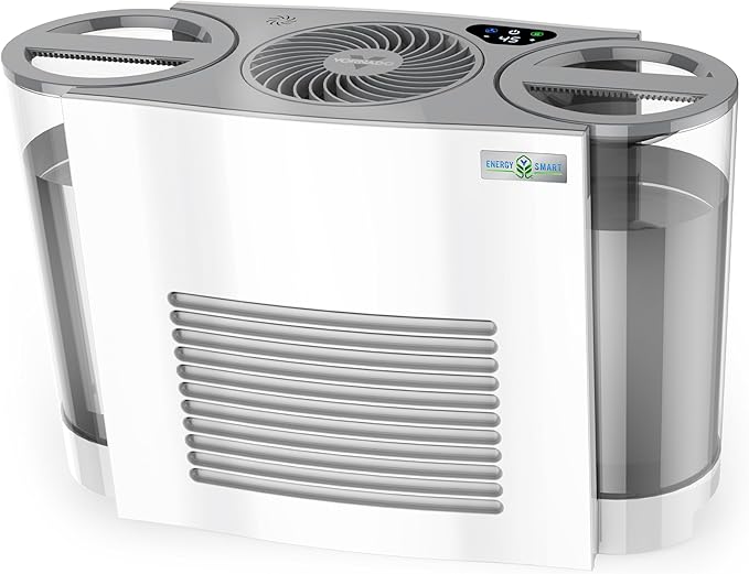 Vornado EVDC500 Energy Smart Evaporative Humidifier with Automatic Shut-off, 2 Gallon Capacity, LED Display, SimpleTank for Easy Fill and Cleaning, Dual Tank, Electronic Humidistat, 4 Fan Speeds by Vornado