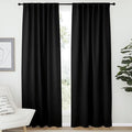 NICETOWN Blackout Living Room Curtains 80 inches Long, Black Out Curtain Panels for Bedroom - (Black Color) W52 x L80, 1 Pair, Thermal Insulated Blackout Draperies Window Treatment by NICETOWN