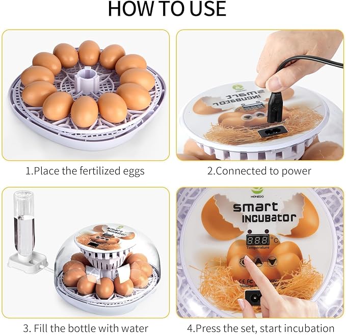 Explore 12 Egg Automatic Incubator for Beginners, Auto Egg Turning, Consistent Humidity with Auto-Refill Water Bottle & Stable Temp Control for Hatching Chicken, Goose, Duck, Quail, Pigeon, and Turkey - Image 5