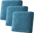 H.VERSAILTEX Velvet Stretch Couch Cushion Cover Plush Cushion Slipcover for Chair Loveseat Sofa Cushion Furniture Protector Seat Cushion Sofa Cover (3 Piece XL Sofa Cushion Covers, Peacock Blue) by HVERSAILTEX