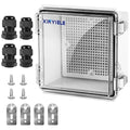 Waterproof Outdoor Project ABS Plastic Junction Box IP67 Weatherproof Dustproof Enclosure with Hinged Cover, Mounting Plate,Wall Brackets for Power Project (Clear, 5.9"x5.9"x3.5") by XINYIELE