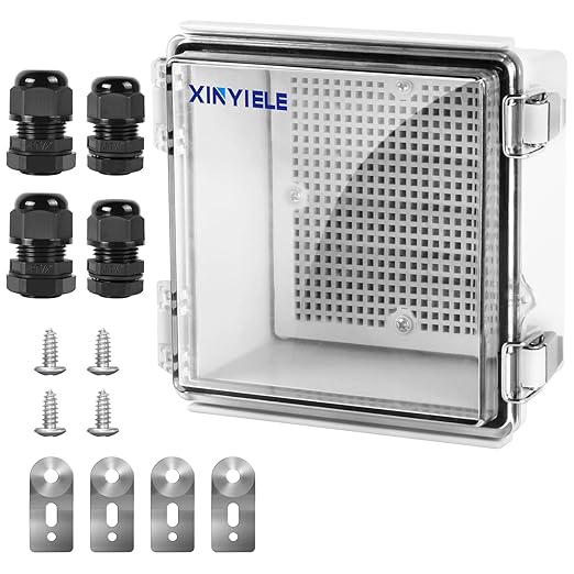 Waterproof Outdoor Project ABS Plastic Junction Box IP67 Weatherproof Dustproof Enclosure with Hinged Cover, Mounting Plate,Wall Brackets for Power Project (Clear, 5.9"x5.9"x3.5") by XINYIELE