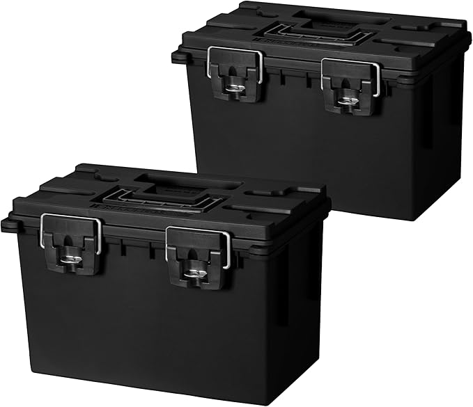 Sheffield 12773 XL Storage Bins With Lids, 2-Pack Stackable Storage Bins, Made in USA, Lockable and Water-Resistant Containers with Lids, Plastic Containers for Home, Classroom, and Dorm by Sheffield