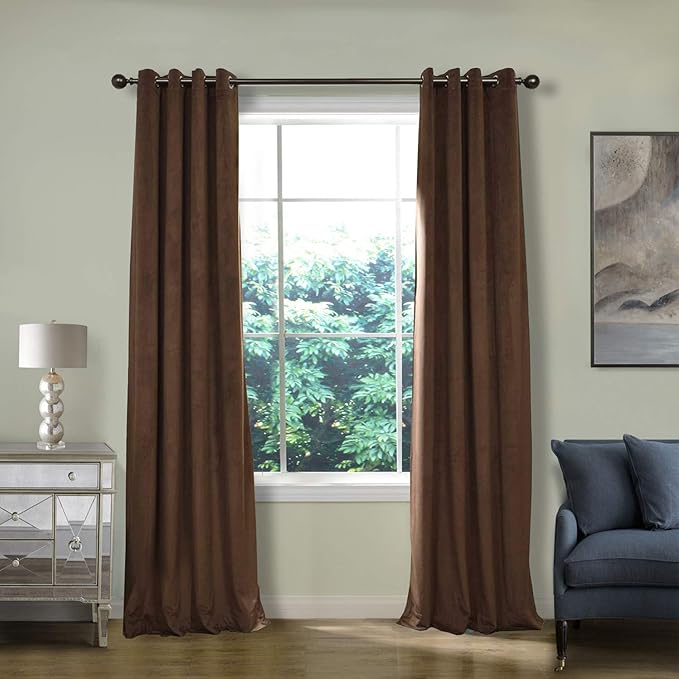 ChadMade Blackout Lined Premium Velvet Curtain Jave 72Wx102L Inch (1 Panel), Eyelet Grommet for Livingroom Bedroom Theater Studio, Leon Collection by ChadMade