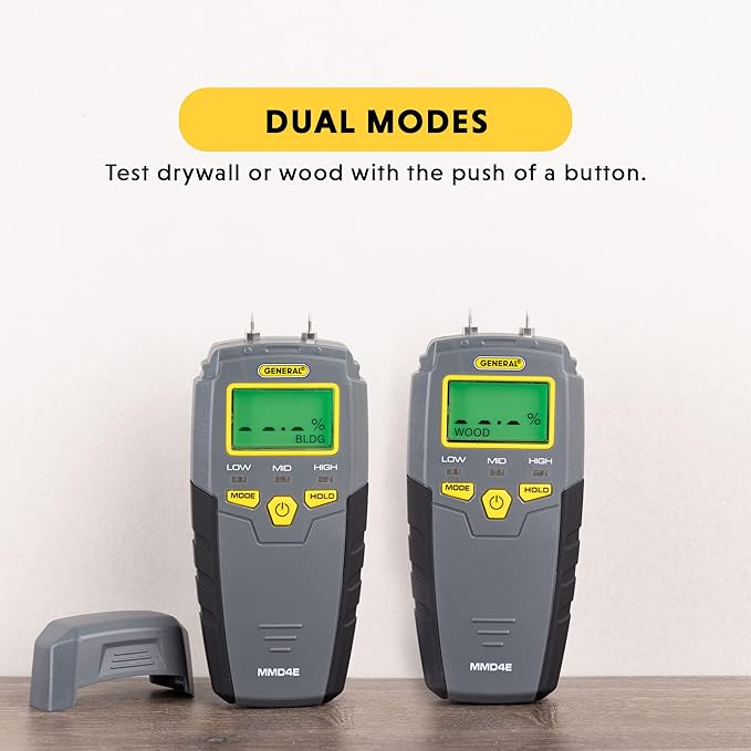 General Tools MMD4E Digital Moisture Meter, Water Leak Detector, Moisture Tester, Pin Type, Backlit LCD Display With Audible and Visual High-Medium-Low Moisture Content Alerts, Grays - Image 3