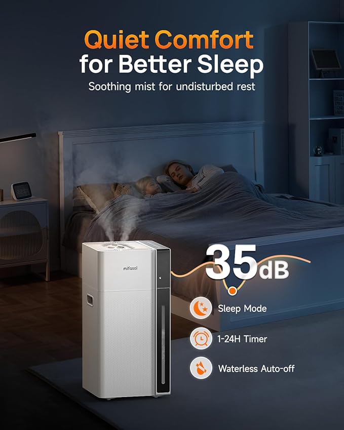 Mifasol Humidifier Large Room, 5.3Gal/20L Warm & Cool Mist Humidifiers for Home 1500 sq ft, Whole House Humidifier, Humidifiers for Bedroom Home Plants Office Large Areas, White - Image 6