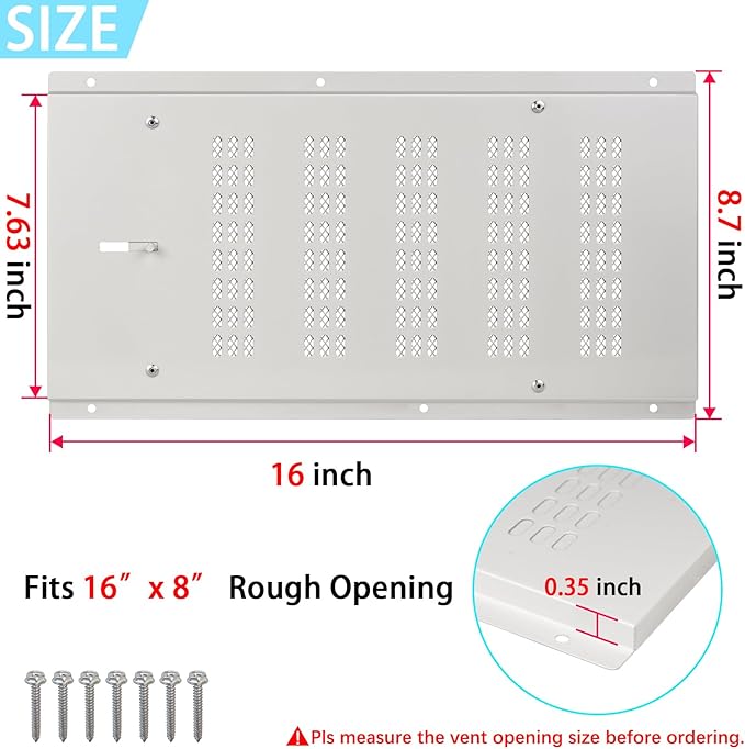 Foundation Vent Cover Crawl Space Vent Cover for Foundation Garage Attic Home Improvement,16” x 8.7” Outdoor Crawl Space Air Wall Vent Cover with Damper&Screen to Reduce Moisture,White,3PK - Image 2