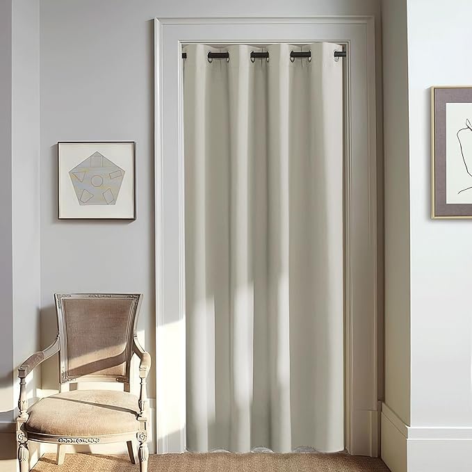 NICETOWN Blackout Natural Curtain for Living Room - Grommet Thermal Insulated Solid Room Darkening Thermal Curtain Drape Sound Reducing for Bedroom (1 Panel, W46 x L80) by NICETOWN