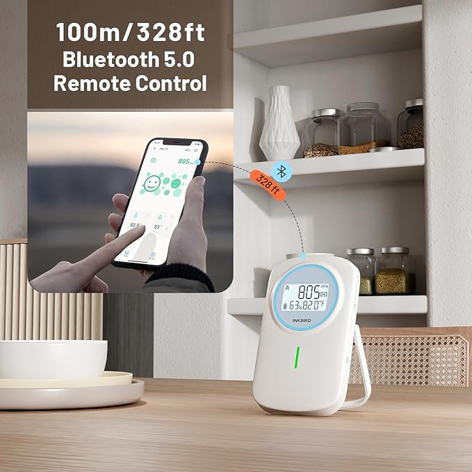 INKBIRD Smart CO2 Monitor Ndir | Bluetooth 3 in 1 CO2 Detector with App | Carbon Dioxide & Temperature & Humidity Air Quality Monitor Indoor Battery Powered | for Home, Office, RV, Grow Tent (IAM-T2) - Image 4