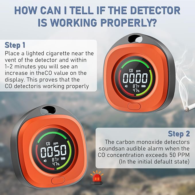 Portable Carbon Monoxide Detectors for Travel 3-in-1 Square Carbon Monoxide Monitor with 43 Detection Holes, RV CO Detector Alarm Temp/Humidity Sensor for Home, Camping & Travel Tent Car - Image 8